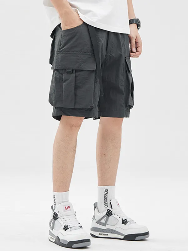 Pantalones cortos cargo sueltos con múltiples bolsillos para exteriores para hombre