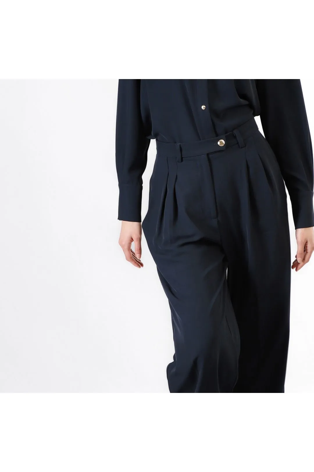 pantalón ancho con pinzas navy
