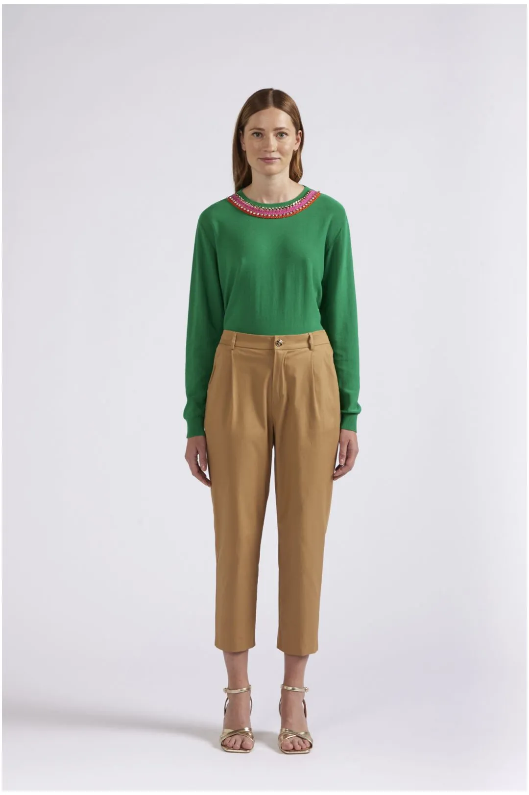 pantalón chino con pinzas de algodón ginger