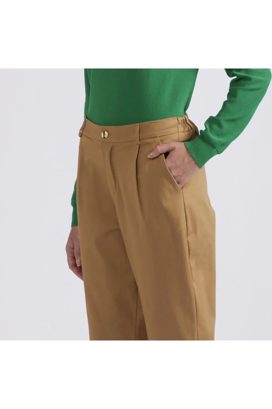 pantalón chino con pinzas de algodón ginger