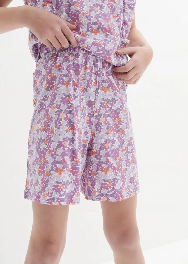 PANTALóN CORTO PARA NIñA (3 PARES) LILA OSCUROBLANCO LANALILA PASTEL DE FLORES