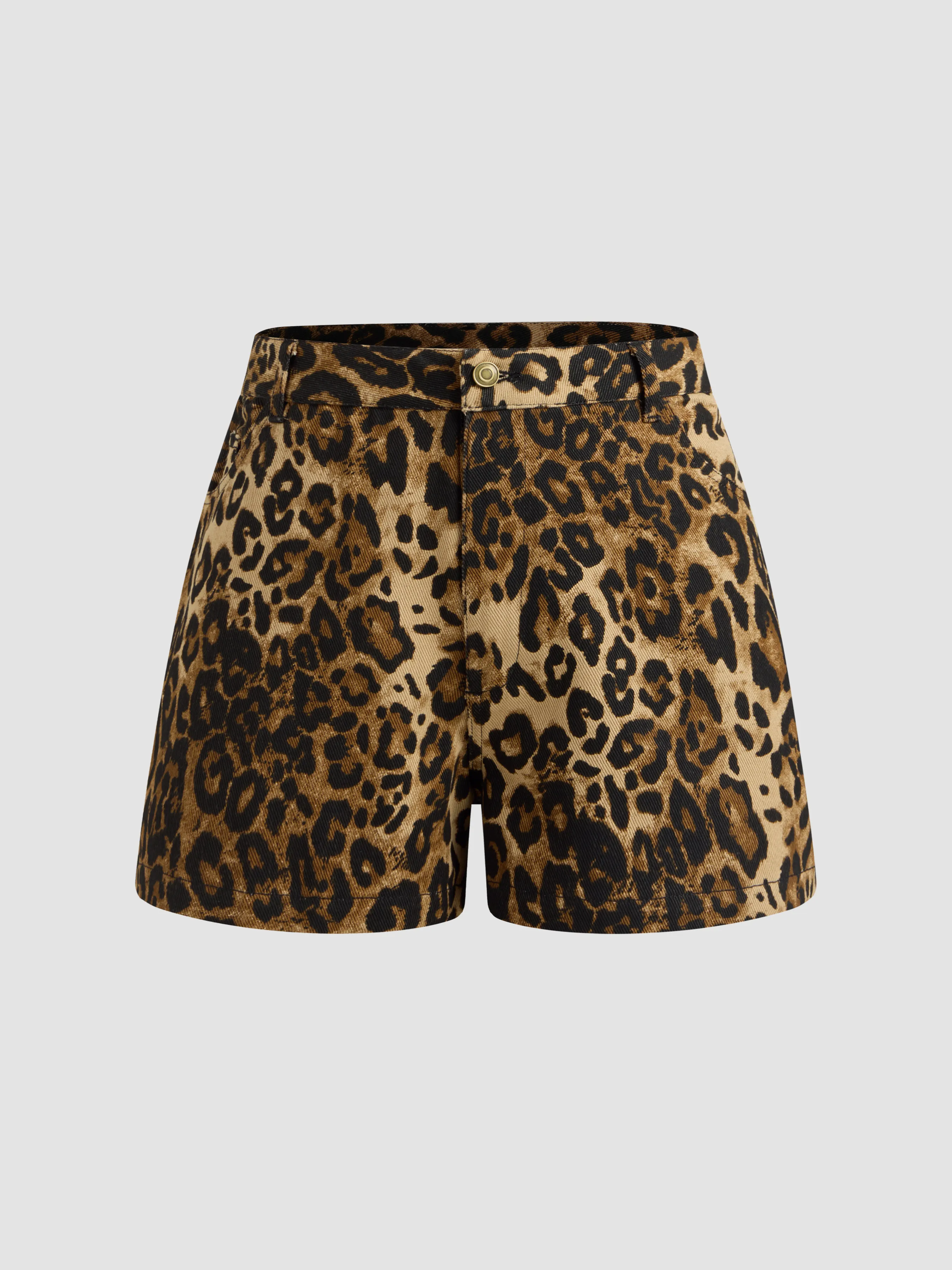 Pantalón corto tejido de tiro bajo con estampado de leopardo