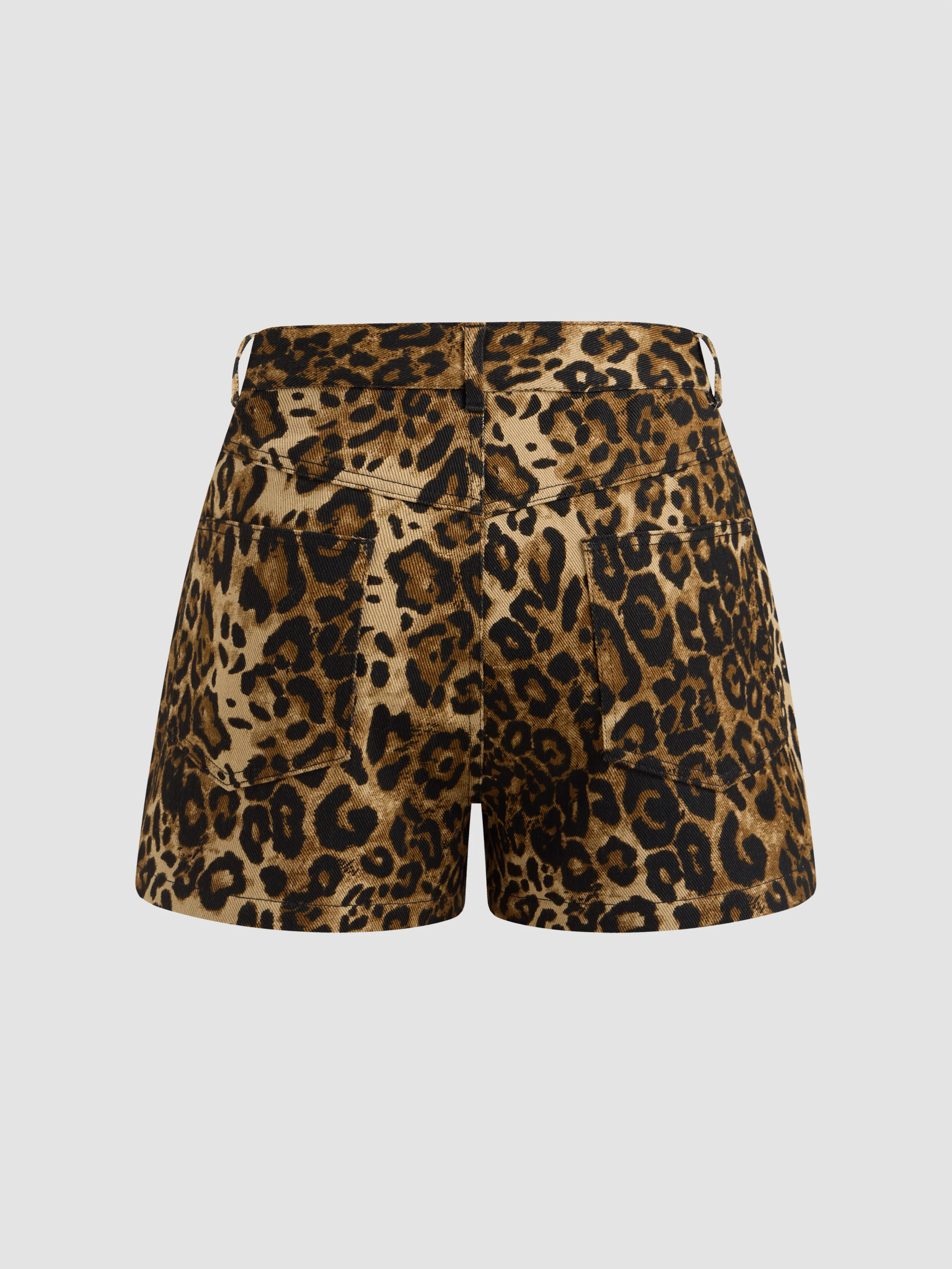 Pantalón corto tejido de tiro bajo con estampado de leopardo