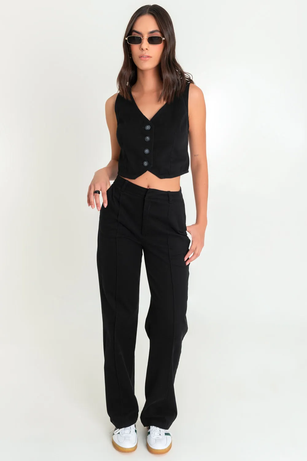Pantalón de fit recto raya frontal