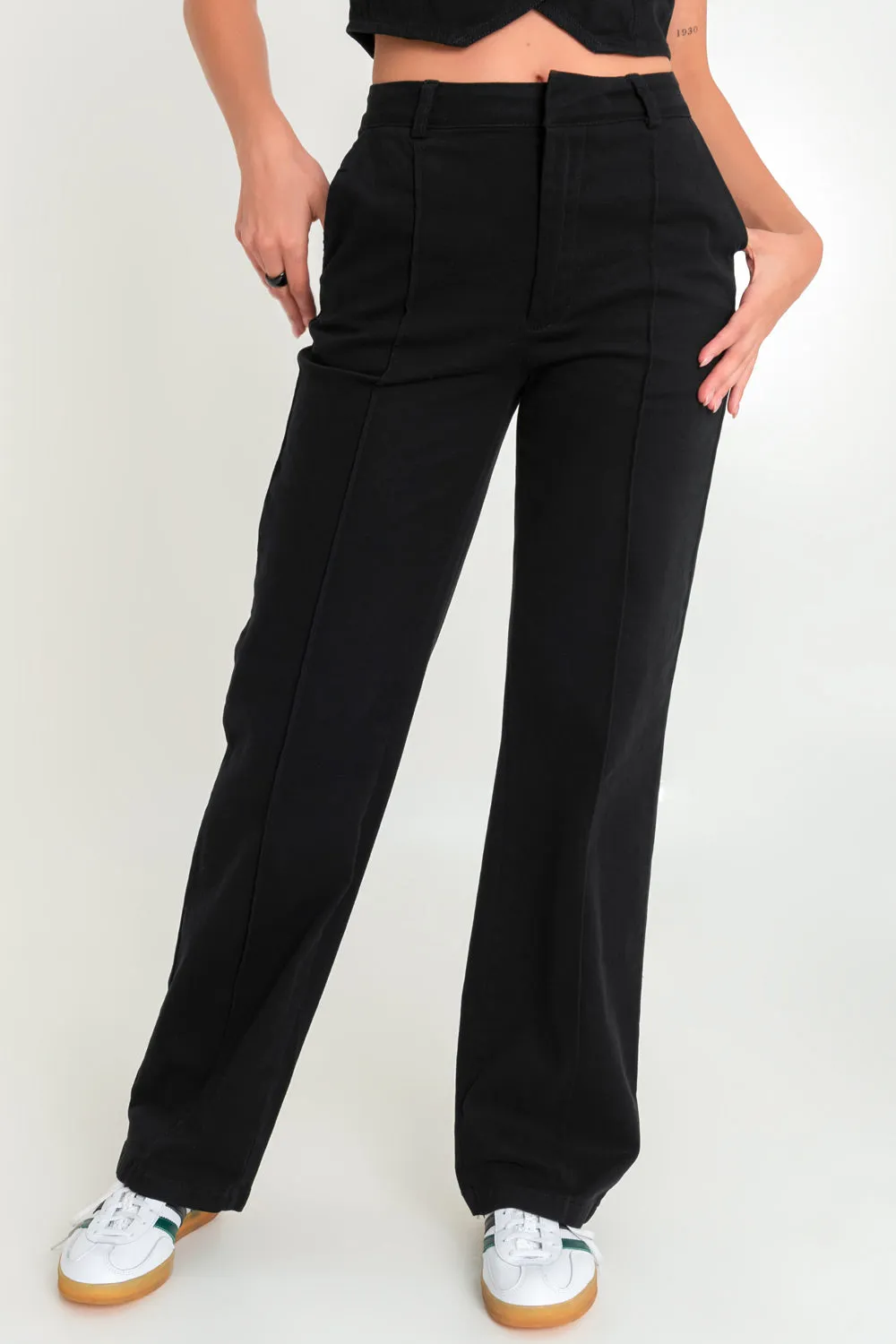 Pantalón de fit recto raya frontal