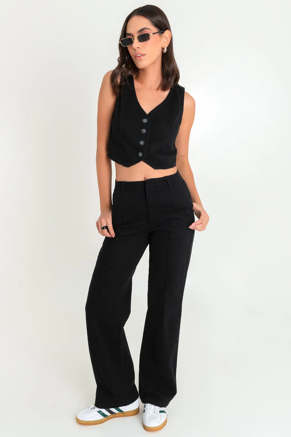 Pantalón de fit recto raya frontal