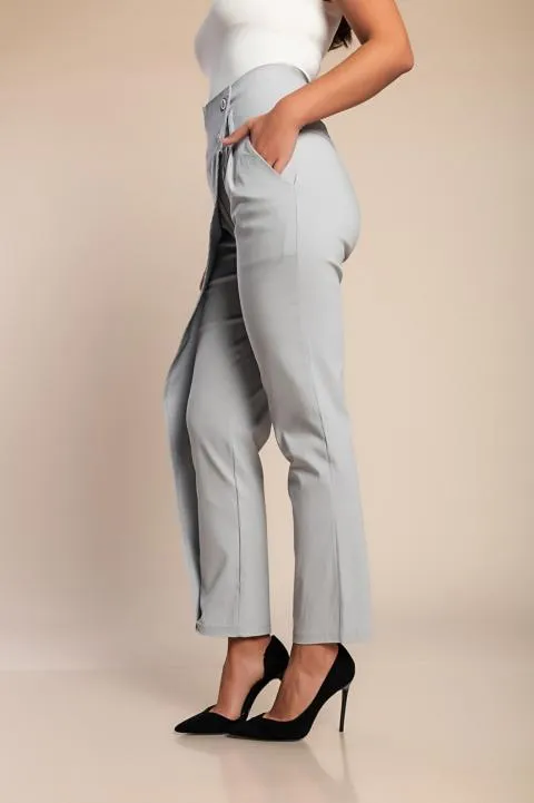 Pantalón elegante con volante, gris claro