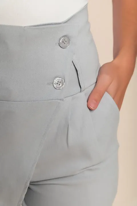 Pantalón elegante con volante, gris claro
