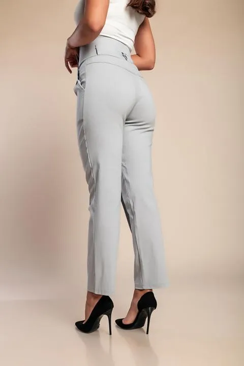Pantalón elegante con volante, gris claro