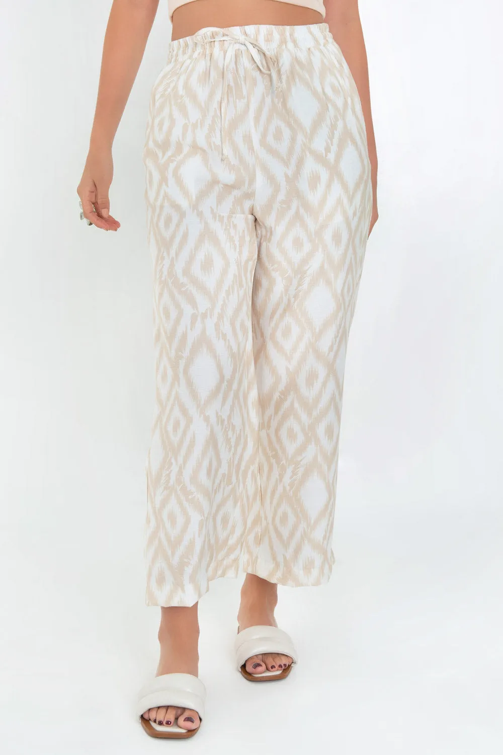 Pantalón estampado de fit fluido cintura elástica