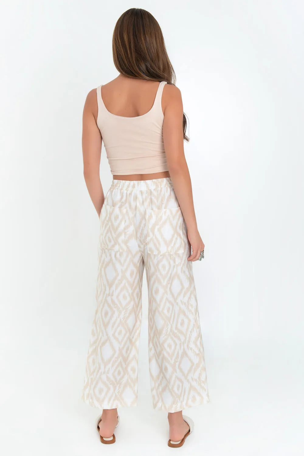 Pantalón estampado de fit fluido cintura elástica