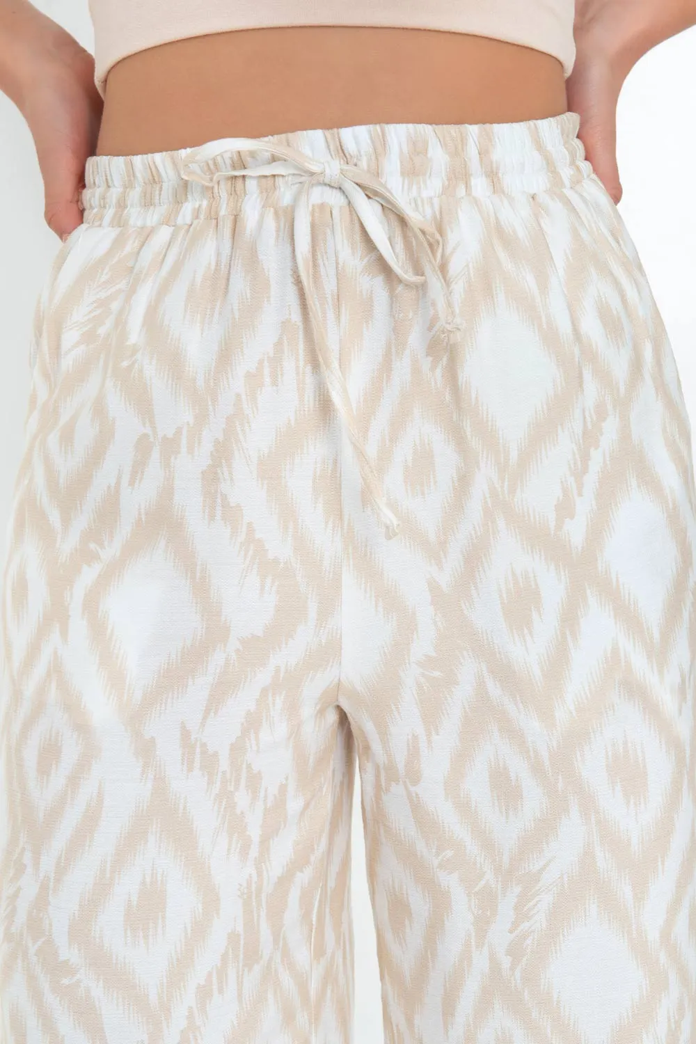 Pantalón estampado de fit fluido cintura elástica