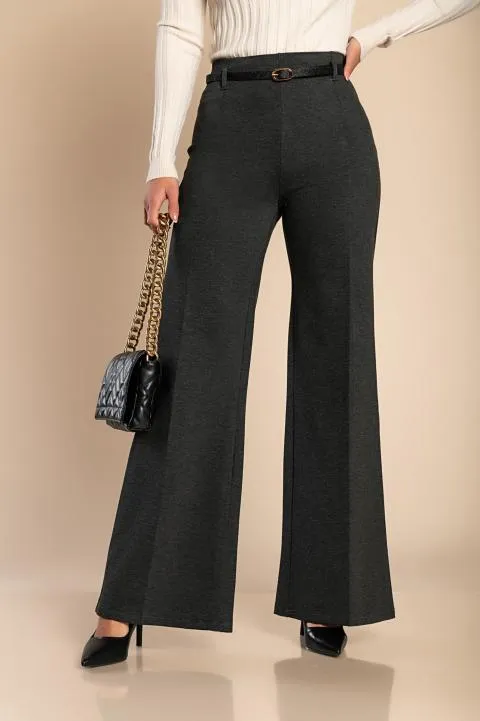 Pantalón largo elegante con pernera recta, gris