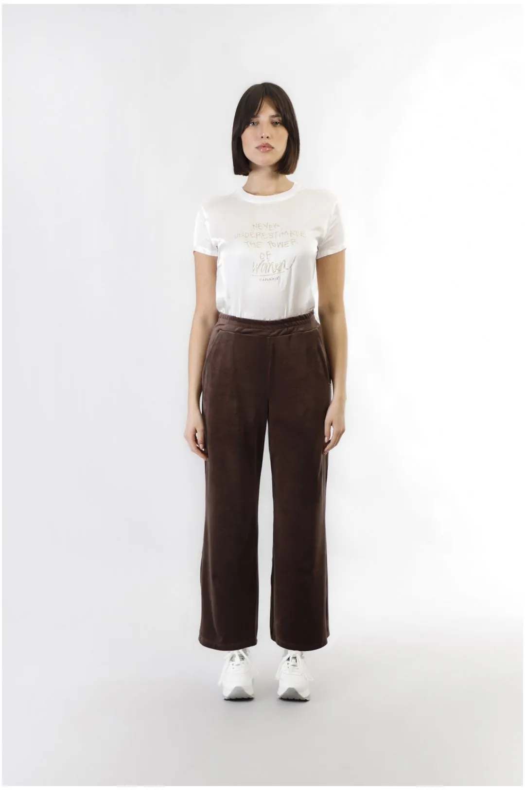 pantalón palazzo de chenilla dark brown