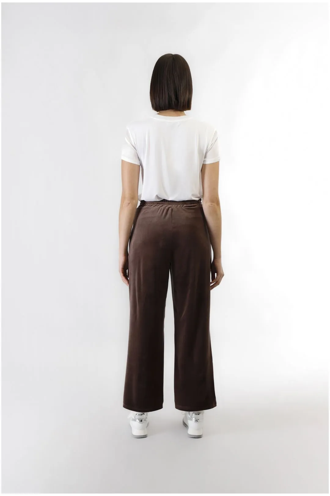 pantalón palazzo de chenilla dark brown
