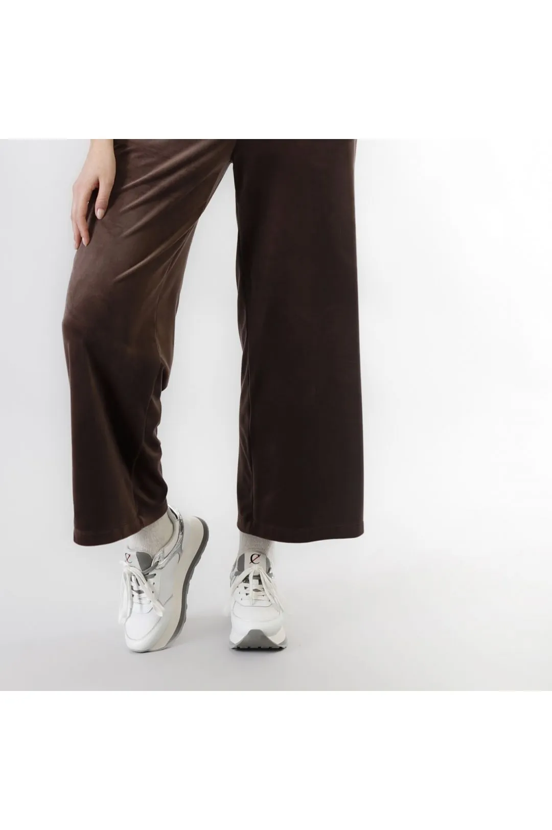 pantalón palazzo de chenilla dark brown