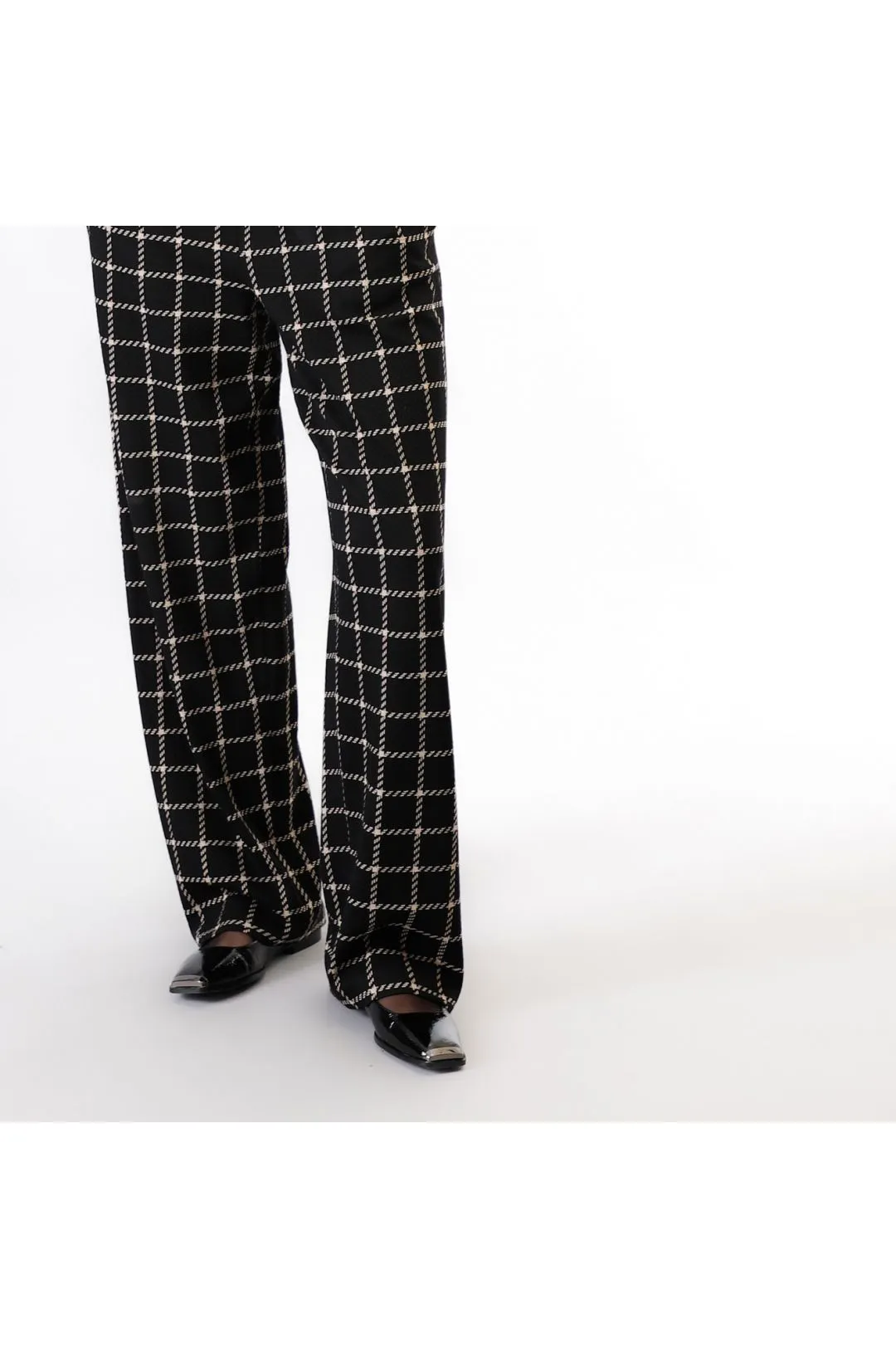 pantalón palazzo de tejido jacquard multiblack plaid