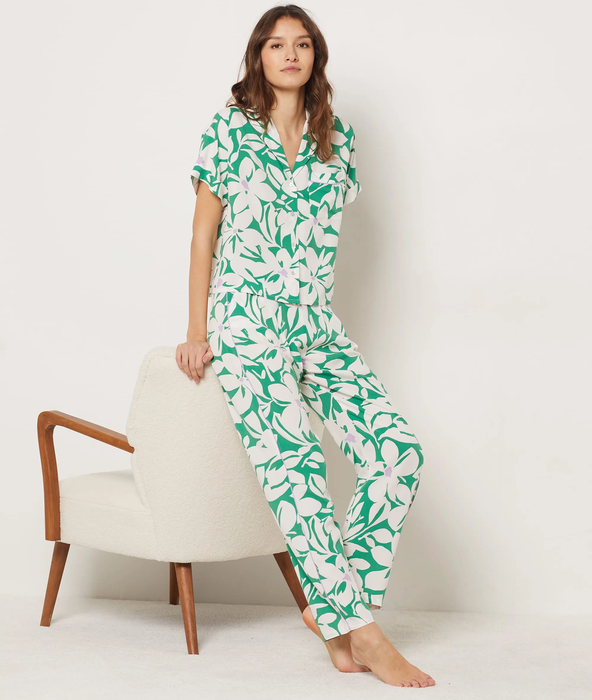 PANTALóN PIJAMA ESTAMPADO FLORAL VYNS VERT  ETAM