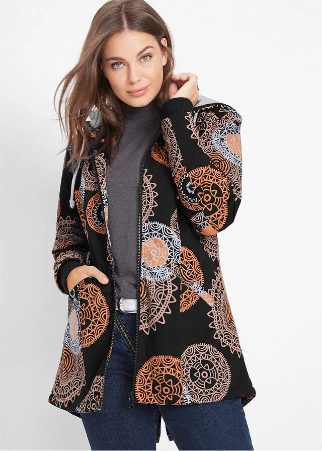 Parka de algodón estampada con capucha Negro estampado