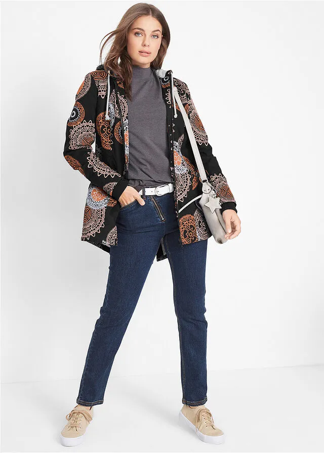 Parka de algodón estampada con capucha Negro estampado