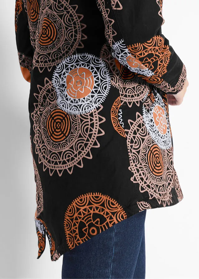 Parka de algodón estampada con capucha Negro estampado