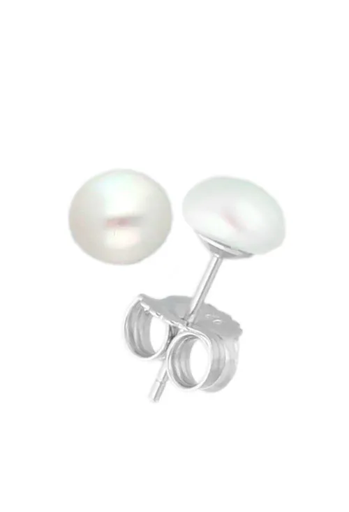 Pendiente plata y perla cultivada de 6 mm.