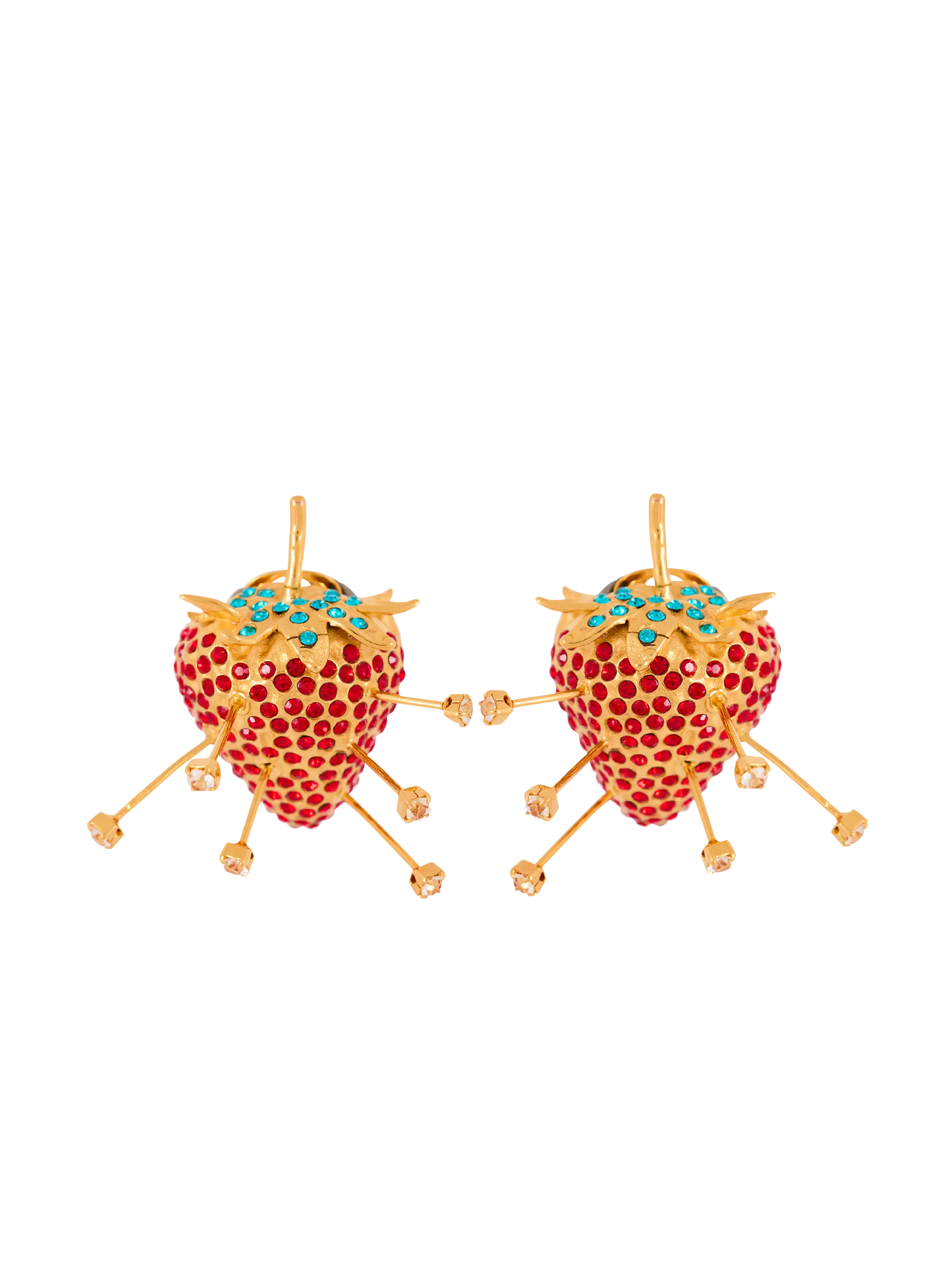 Pendientes Fraise con puntas de latón y strass