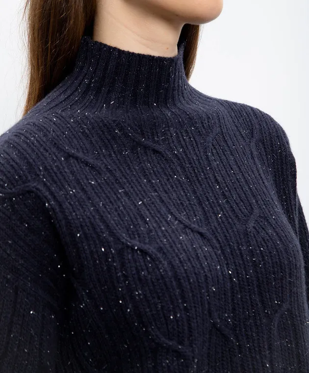 Peserico Blue sweater with wool, silk and cashmere