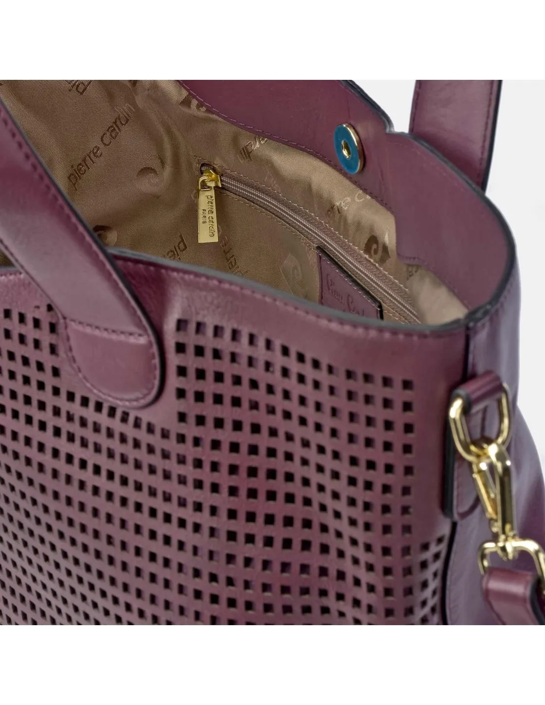 PIERRE CARDIN Bolso shopper con asas y bandolera para mujer en piel trenzado