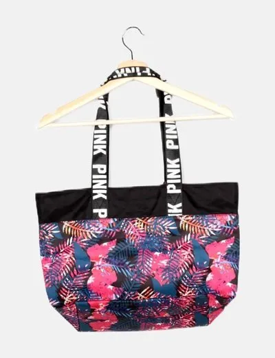 PINK Bolso negro estampado floral