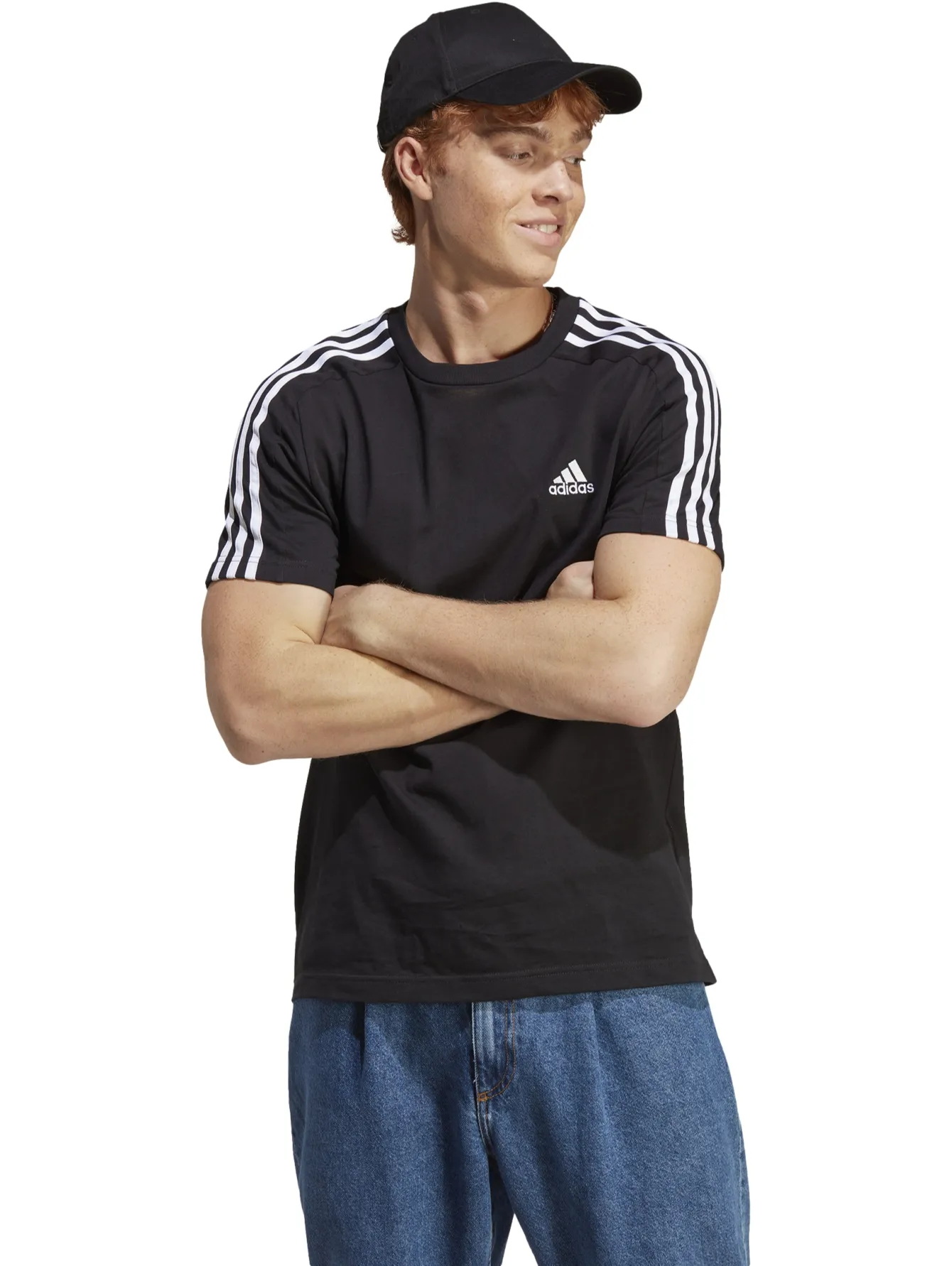 Playera Adidas 3 Stripes Negro Para Hombre