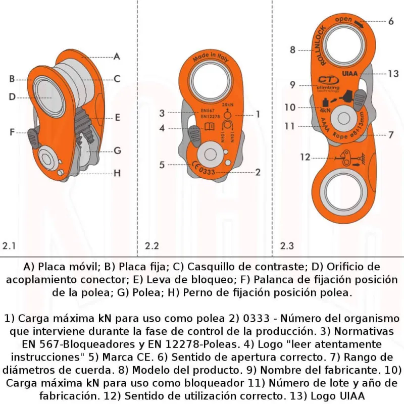 Polea / Bloqueador ROLLNLOCK Climbing Tecnology