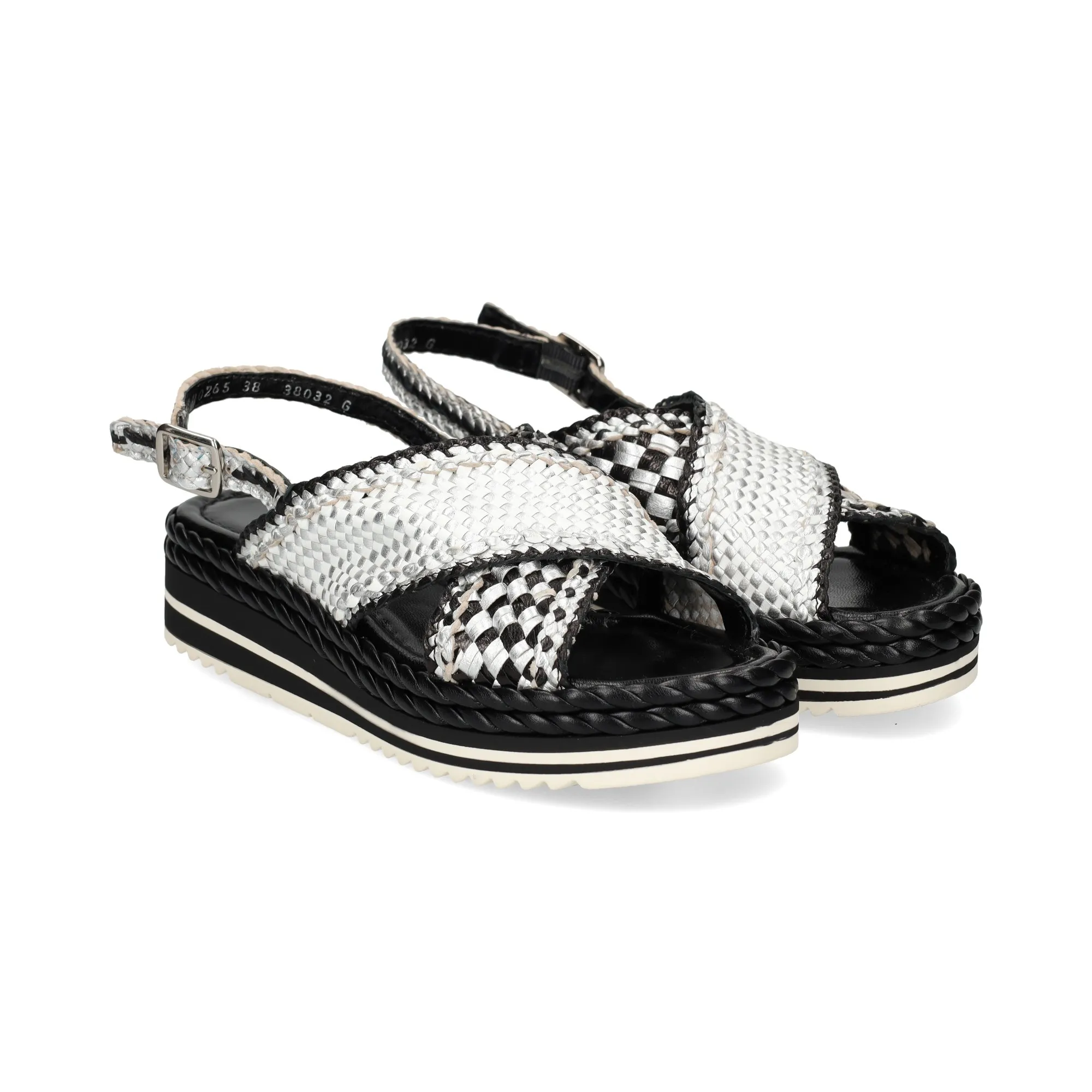 PONS QUINTANA Sandalias con plataforma de Mujer PLATA+NEGRO+BLA