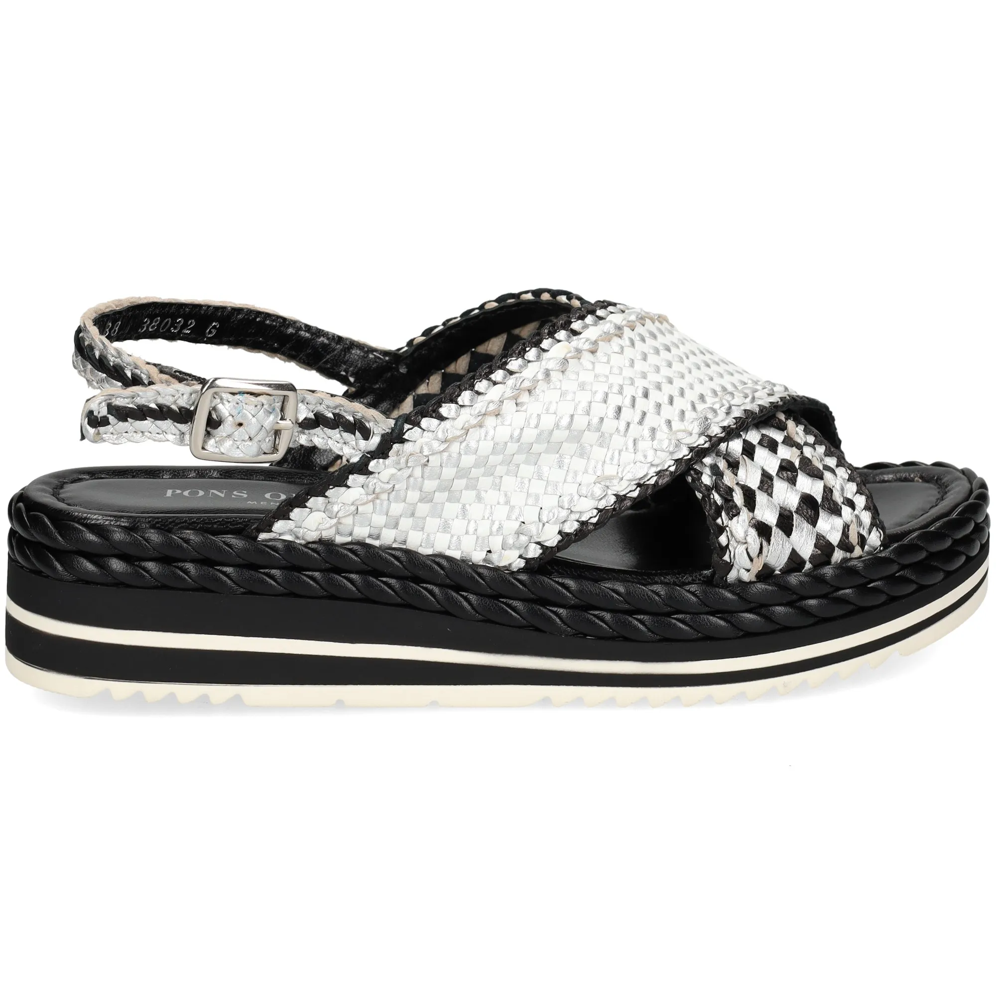 PONS QUINTANA Sandalias con plataforma de Mujer PLATA+NEGRO+BLA