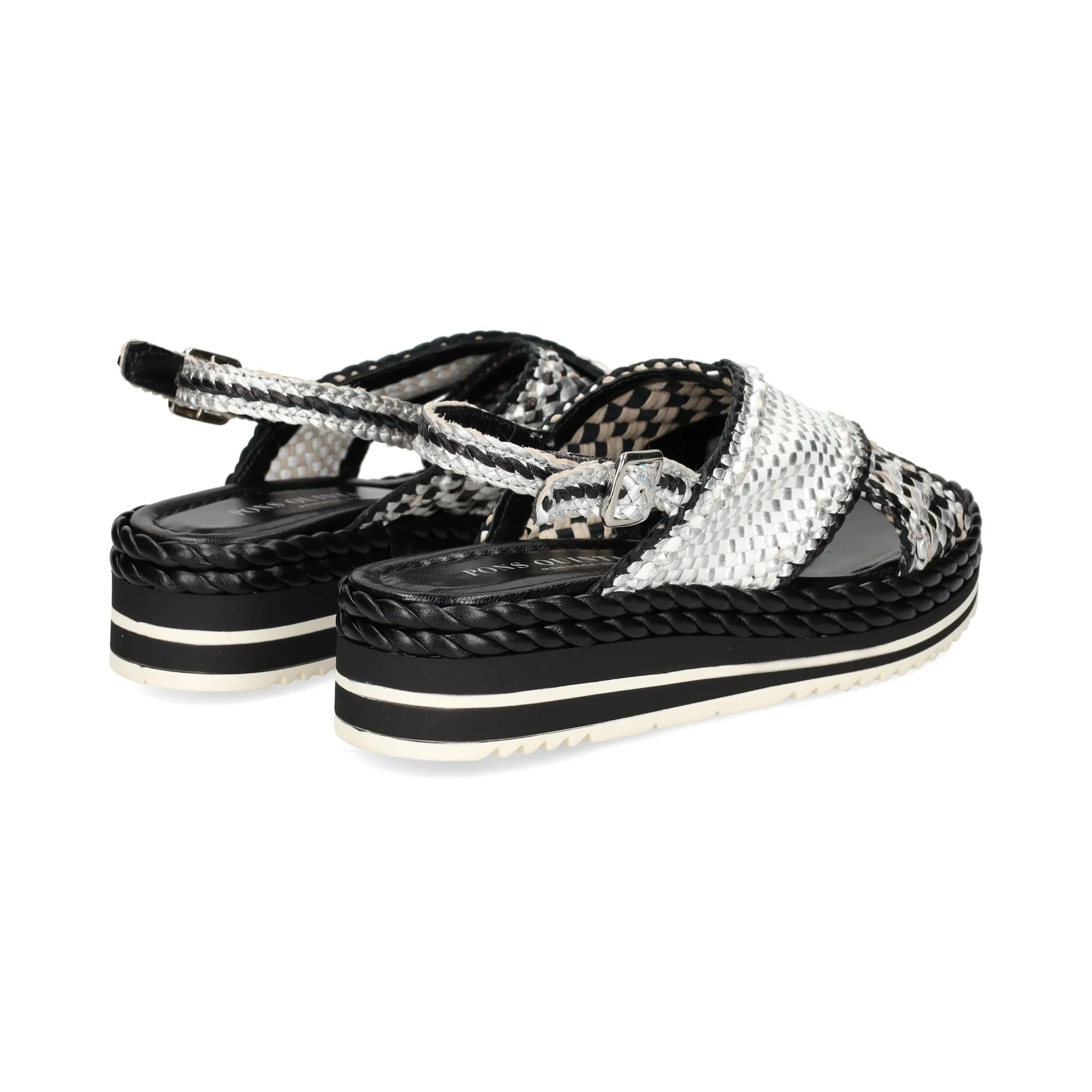 PONS QUINTANA Sandalias con plataforma de Mujer PLATA+NEGRO+BLA