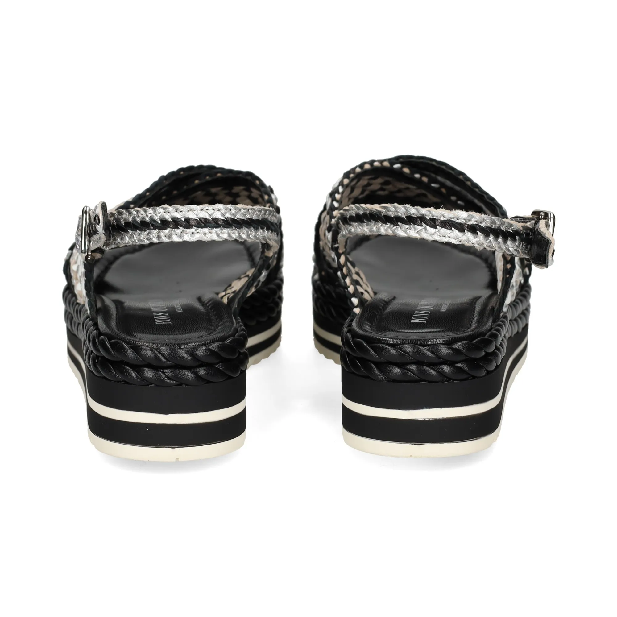 PONS QUINTANA Sandalias con plataforma de Mujer PLATA+NEGRO+BLA