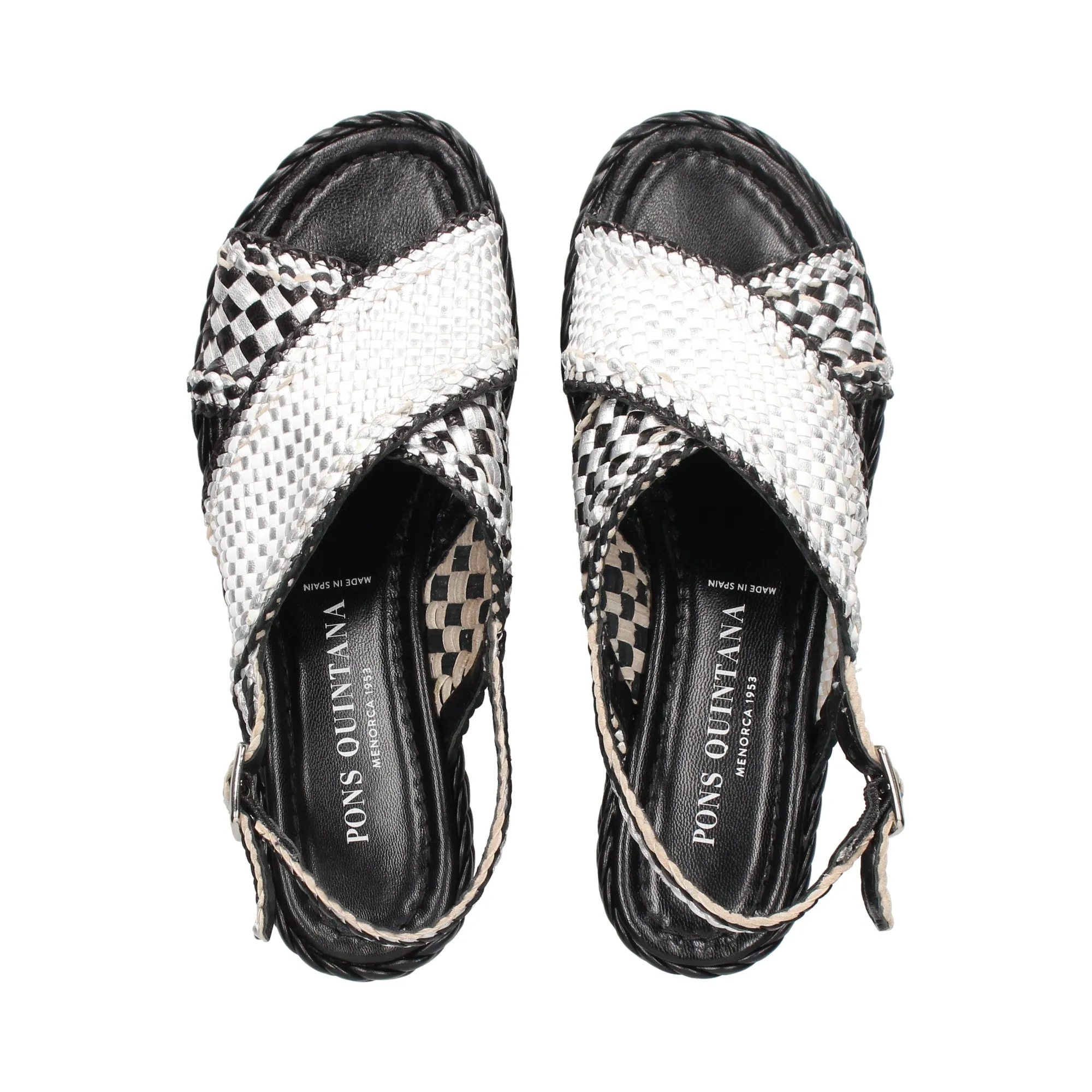 PONS QUINTANA Sandalias con plataforma de Mujer PLATA+NEGRO+BLA
