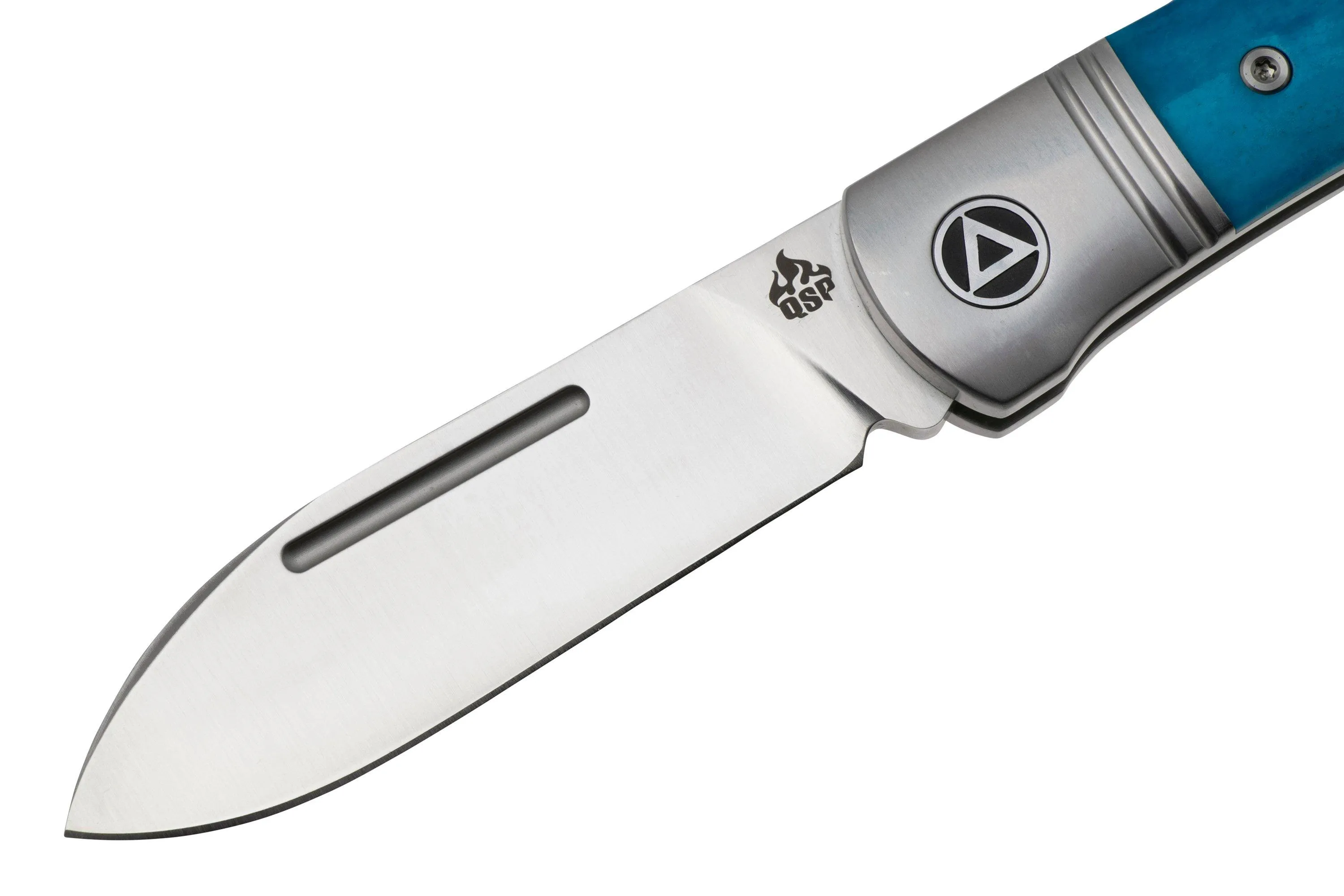QSP KNIFE HEDGEHOG SPEAR POINT 142SPD, SATIN 14C28N, BLUE BONE, NAVAJA SLIPJOINT
