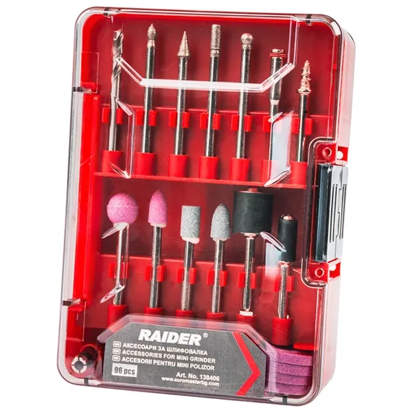 RAIDER  138406  JUEGO DE ACCESORIOS PARA MINI MOLINILLO, 96 PIEZAS