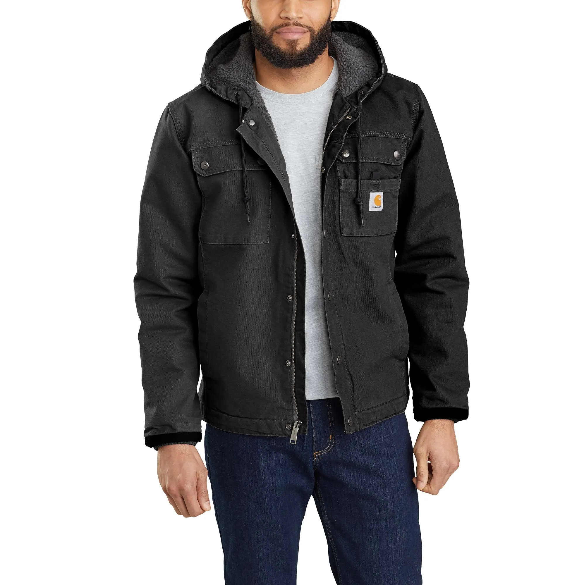 RELAXED FIT WASHED DUCK SHERPALINED UTILITY JACKET