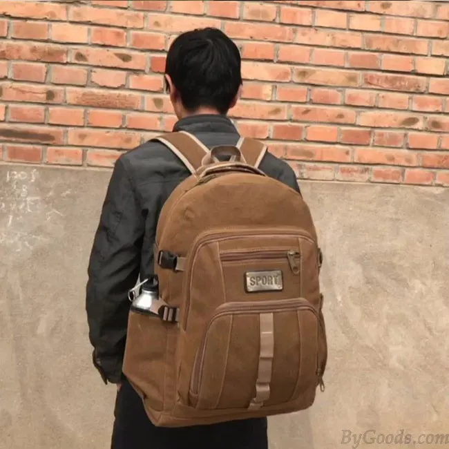 Retro Large Camping Canvas Travel Sport Rucksack 50 Liters Outdoor Climbing Backpack