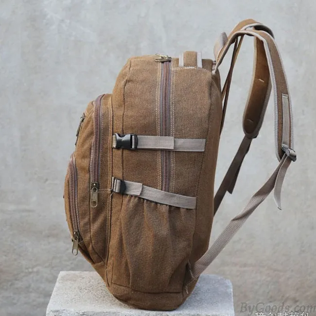 Retro Large Camping Canvas Travel Sport Rucksack 50 Liters Outdoor Climbing Backpack