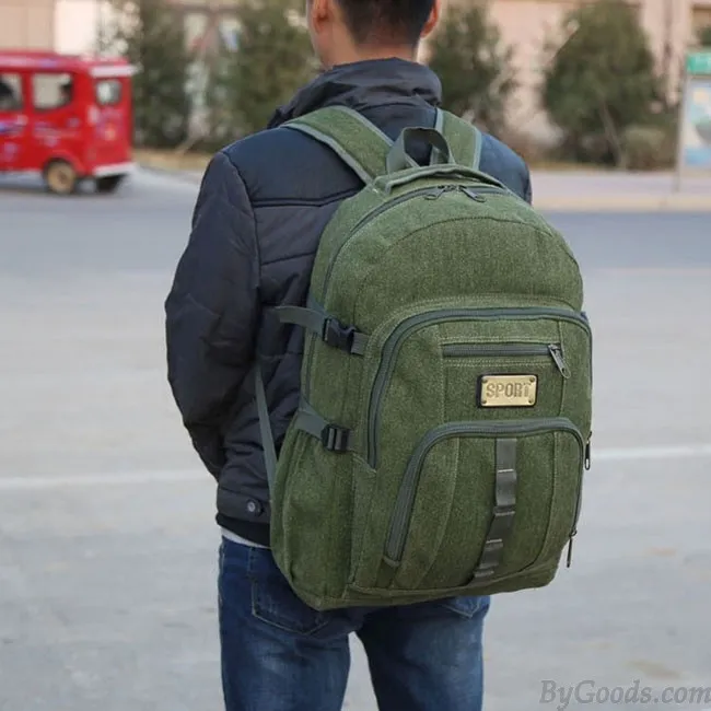 Retro Large Camping Canvas Travel Sport Rucksack 50 Liters Outdoor Climbing Backpack