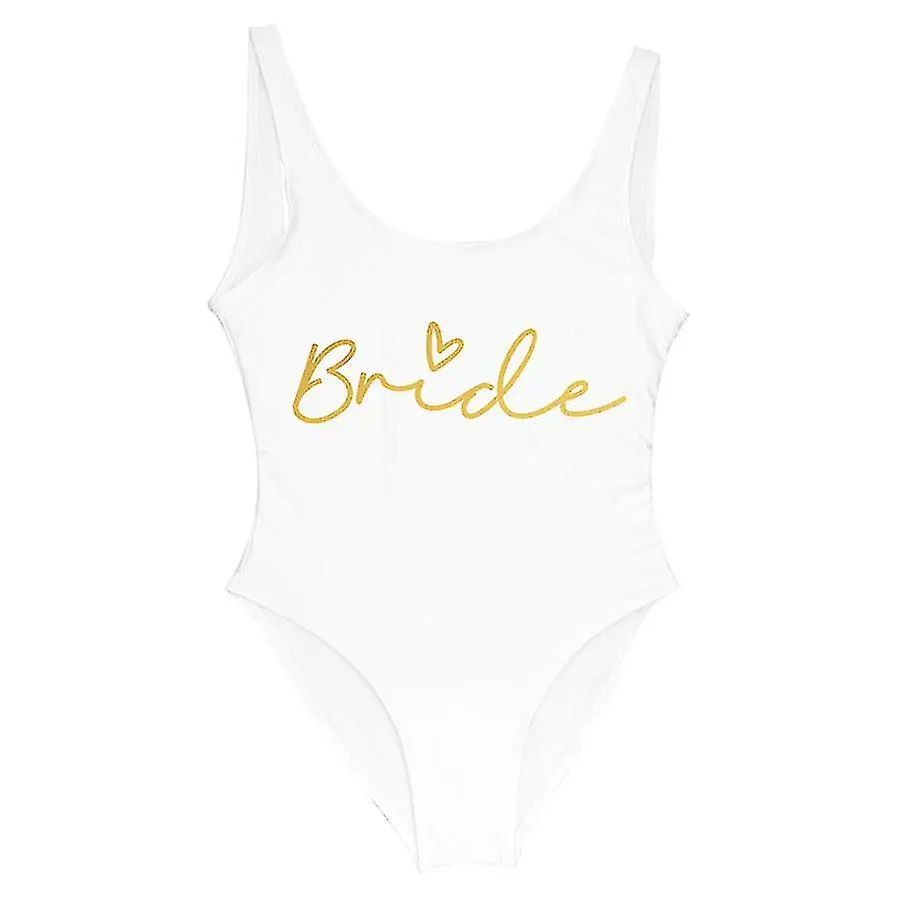S3XL GOLD PRINT TEAM BRIDE ONEPIECE SWIMSUIT SQUAD WOMEN SWIMWEAR BACHELORETTE PARTY SWIMSUIT SUMMER BEATCHWEAR BATHING SUIT
