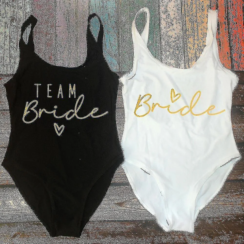 S3xl Gold Print Team Bride Onepiece Swimsuit Squad Women Swimwear Despedida de soltera Traje de baño Summer Beatchwear Traje de 