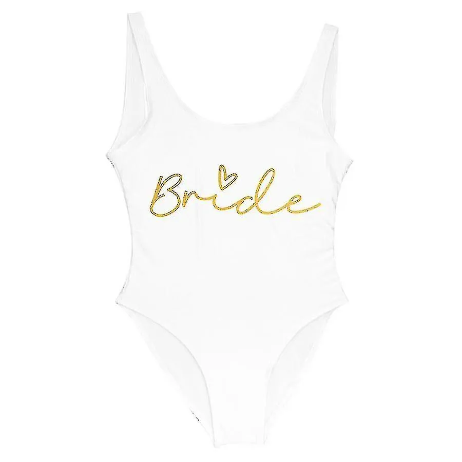 S3xl Gold Print Team Bride Onepiece Swimsuit Squad Women Swimwear Despedida de soltera Traje de baño Summer Beatchwear Traje de 