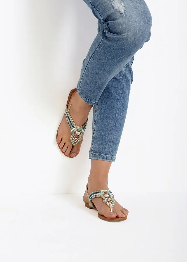 Sandalias con abalorios menta