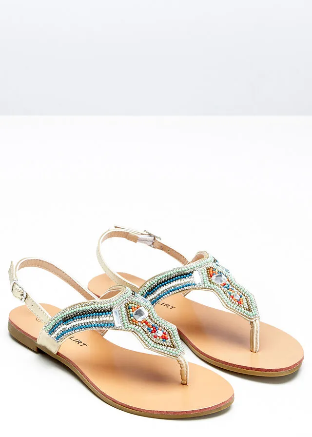 Sandalias con abalorios menta