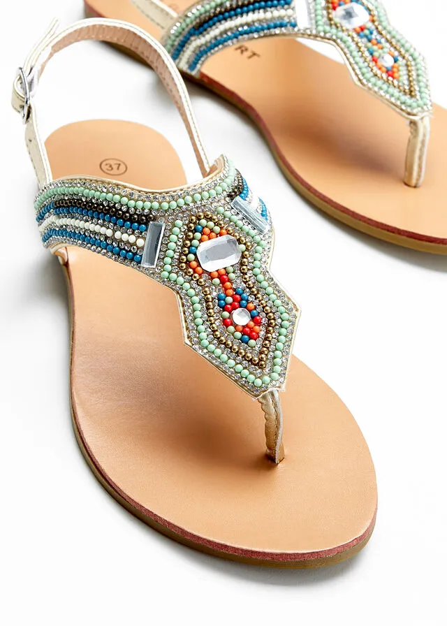 Sandalias con abalorios menta