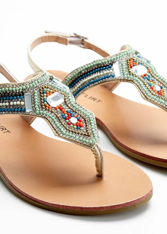 Sandalias con abalorios menta